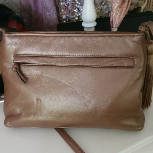 Vintage Embroidered Golden Brown Shoulder Bag - Picture 4 of 5